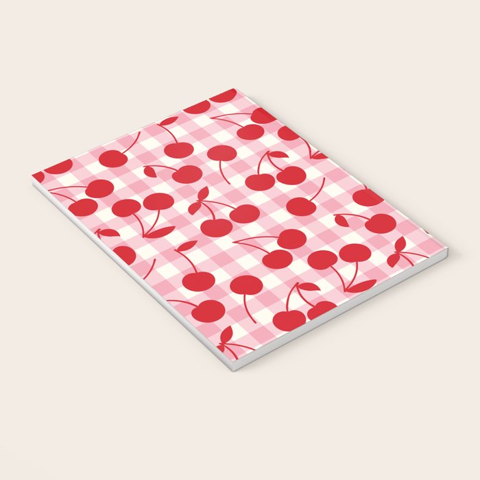 Red Cherries & Blush Pink Gingham Notebook Gallery Image 3