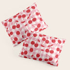 Red Cherries & Blush Pink Gingham Pillow Sham Gallery Image 3