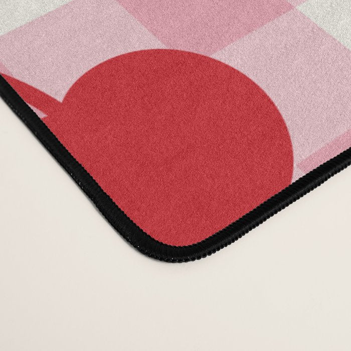 Red Cherries & Blush Pink Gingham Desk Mat Gallery Image 4