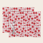 Red Cherries & Blush Pink Gingham Placemat Gallery Image 1