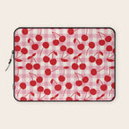 Red Cherries & Blush Pink Gingham Laptop Sleeve Gallery Image 1