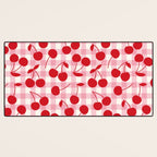 Red Cherries & Blush Pink Gingham Desk Mat Gallery Image 3