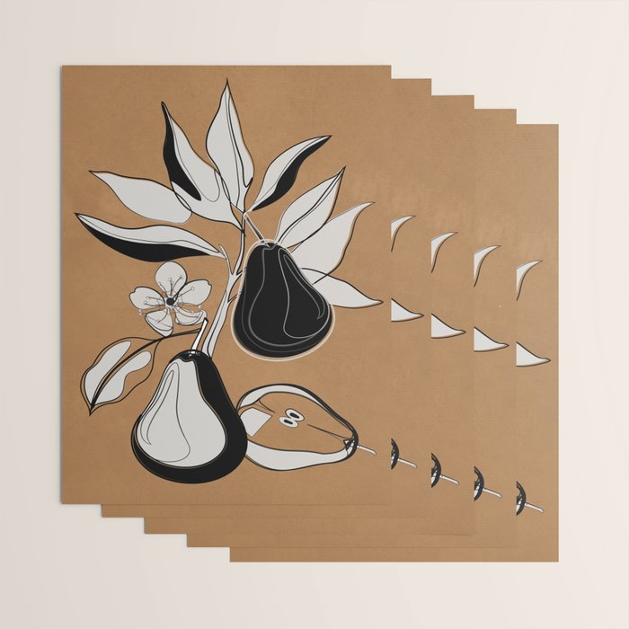 Line Art Pears 7 Wrapping Paper Gallery Image 3