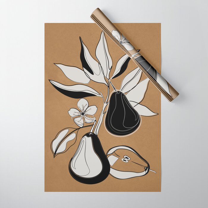 Line Art Pears 7 Wrapping Paper Gallery Image 1