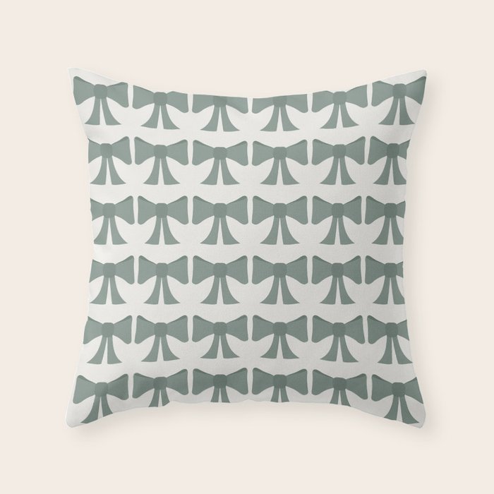 Vintage Bows II Green Throw Pillow Gallery Image 6