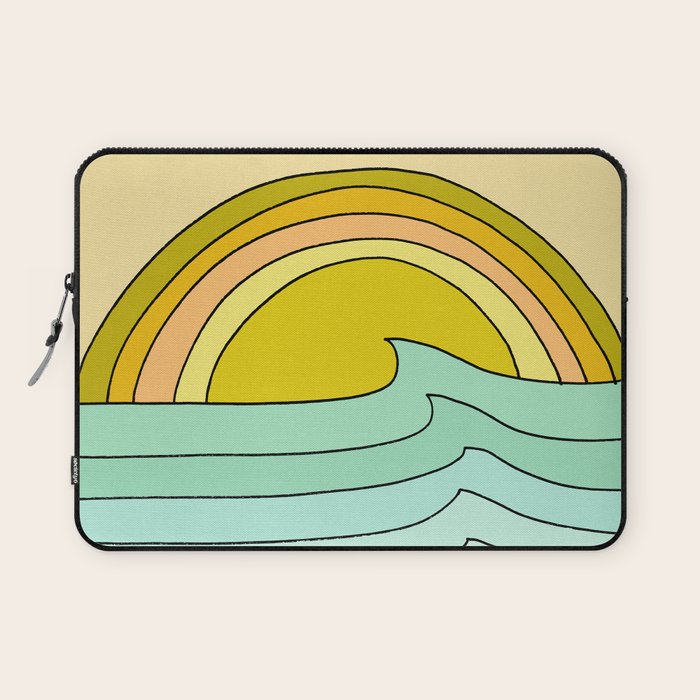 ride rainbows // retro surf soul // art by surfy birdy Laptop Sleeve Gallery Image 1