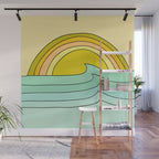 ride rainbows // retro surf soul // art by surfy birdy Wall Mural Gallery Image 1