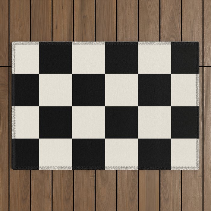 Checkered (Black Cream) Outdoor Rug Gallery Image 1