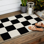 Checkered (Black Cream) Outdoor Rug Gallery Image 2