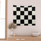 Checkered (Black Cream) Wall Tapestry Gallery Image 2