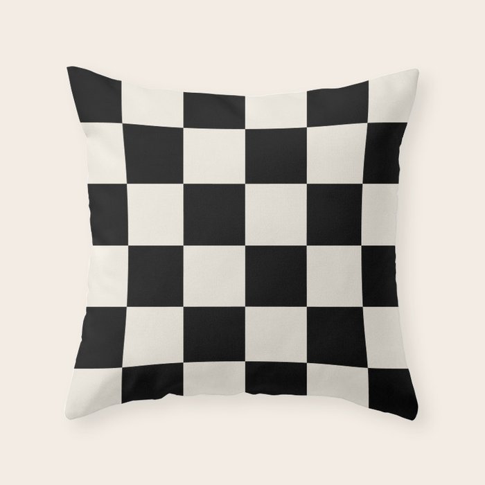 Checkered (Black Cream) Throw Pillow Gallery Image 6
