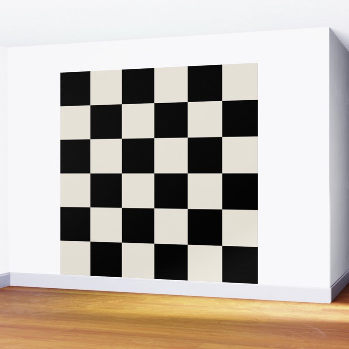 Checkered (Black Cream) Wall Mural Gallery Image 2