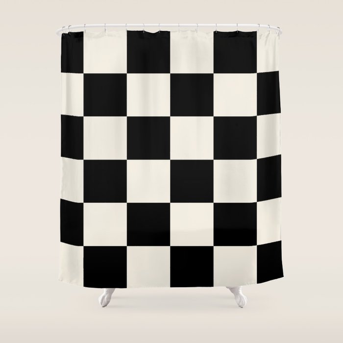 Checkered (Black Cream) Shower Curtain Gallery Image 1
