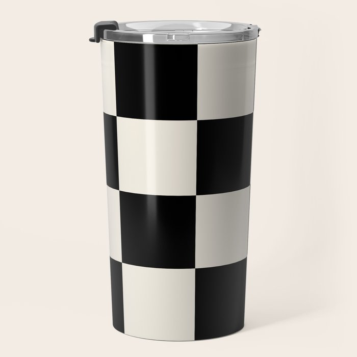 Checkered (Black Cream) Travel Mug Gallery Image 3