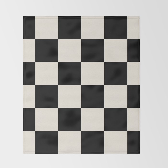 Checkered (Black Cream) Throw Blanket Gallery Image 2