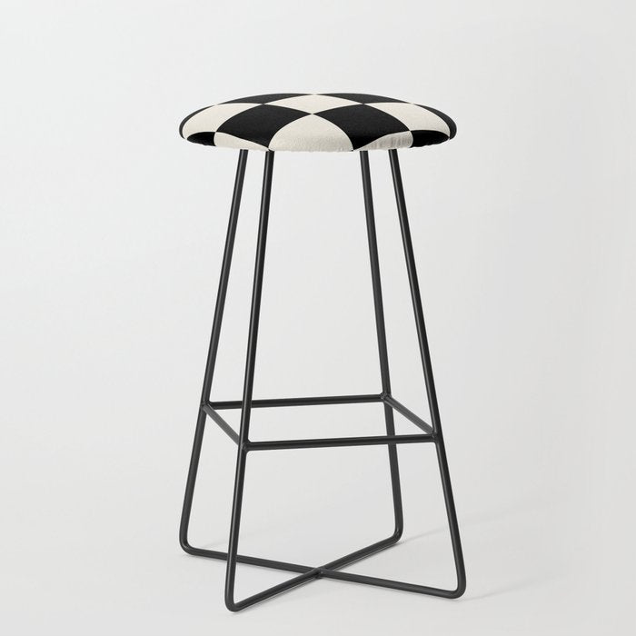 Checkered (Black Cream) Stool Gallery Image 1