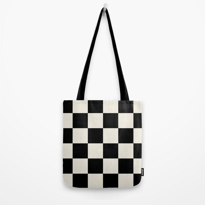 Checkered (Black Cream) Tote Bag Gallery Image 2