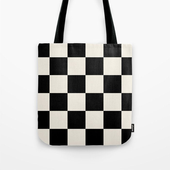 Checkered (Black Cream) Tote Bag Gallery Image 1