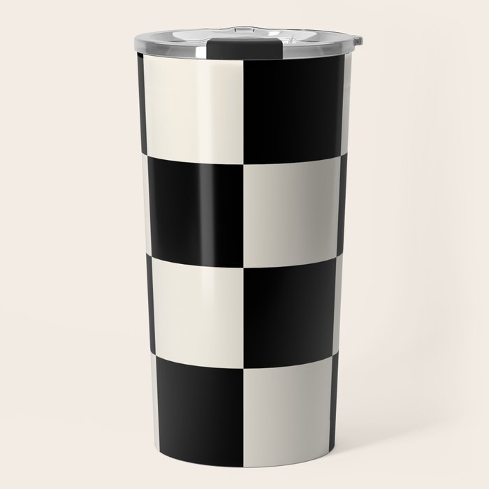 Checkered (Black Cream) Travel Mug Gallery Image 1