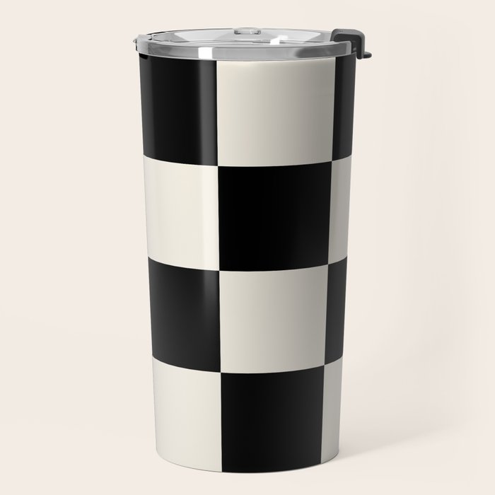 Checkered (Black Cream) Travel Mug Gallery Image 2