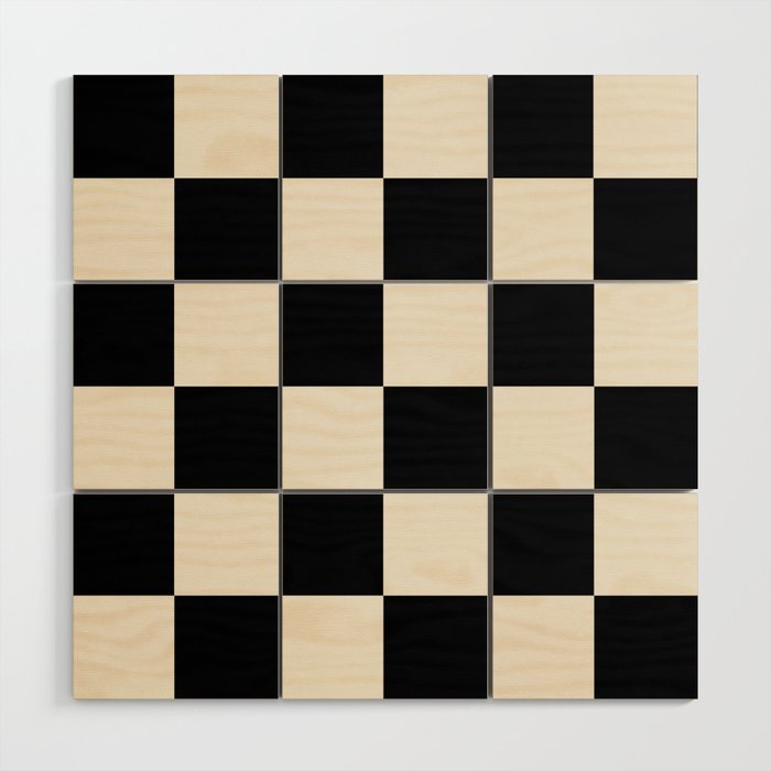 Checkered (Black Cream) Wood Wall Art Gallery Image 1