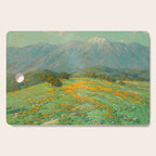 Granville Redmond snow cap spring landscape painting orange flowers green field Cutting Board Gallery Image 1