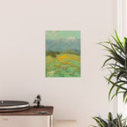 Granville Redmond snow cap spring landscape painting orange flowers green field Poster Gallery Image 2