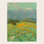 Granville Redmond snow cap spring landscape painting orange flowers green field Poster Gallery Image 4