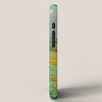 Granville Redmond snow cap spring landscape painting orange flowers green field iPhone Case Gallery Image 2