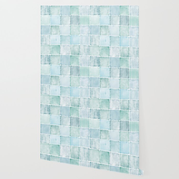 Sea Glass Tiles Watercolor Wallpaper Gallery Image 2