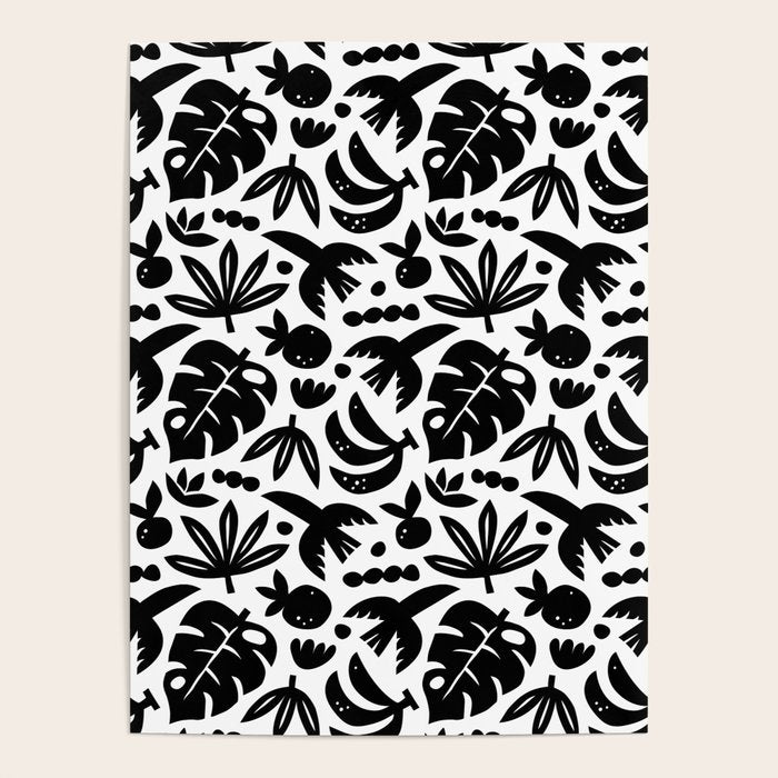 Black tropical summer nature art pattern Poster Gallery Image 4