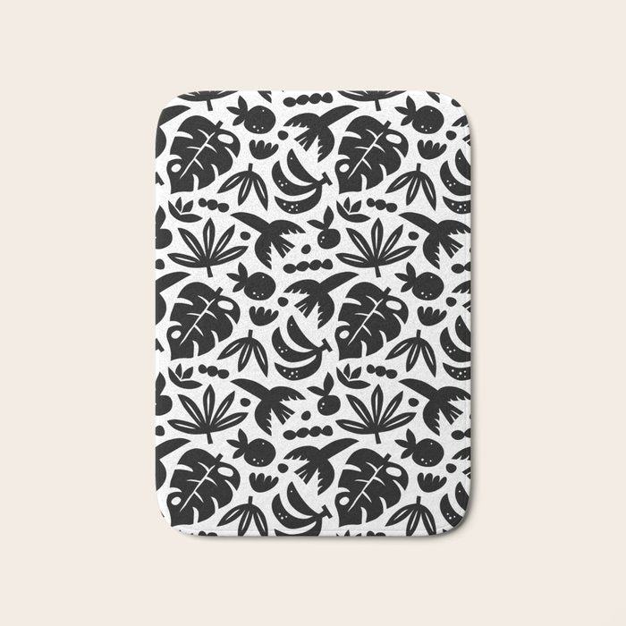 Black tropical summer nature art pattern Bath Mat Gallery Image 1