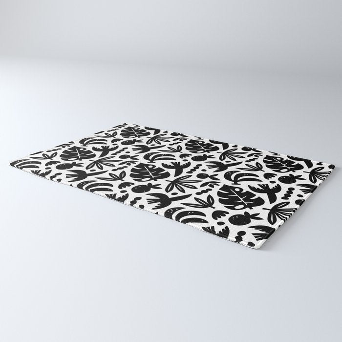 Black tropical summer nature art pattern Rug Gallery Image 3