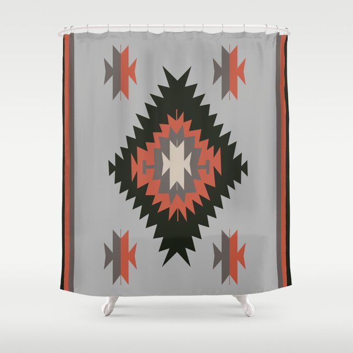 New Mexico Southwest Santa Fe Tribal Indian Pattern Shower Curtain Gallery Image 1