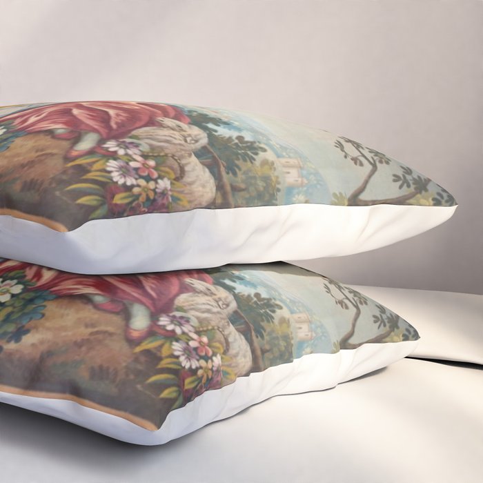 Antique 19th Century Romantic Lovers French Aubusson Tapestry Pillow Sham Gallery Image 3
