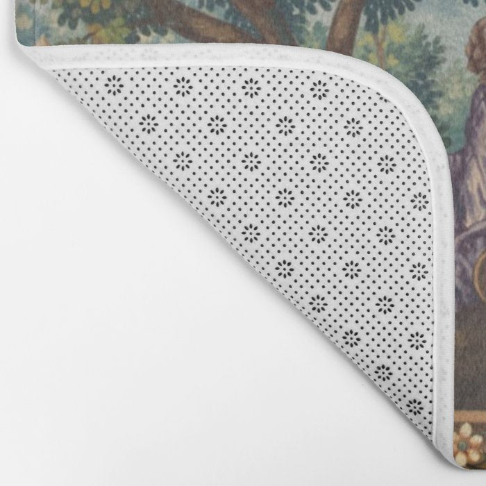 Antique 19th Century Romantic Lovers French Aubusson Tapestry Bath Mat Gallery Image 2