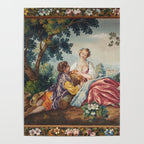 Antique 19th Century Romantic Lovers French Aubusson Tapestry Poster Gallery Image 4