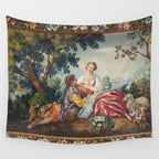 Antique 19th Century Romantic Lovers French Aubusson Tapestry Wall Tapestry Gallery Image 4