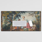 Antique 19th Century Romantic Lovers French Aubusson Tapestry Desk Mat Gallery Image 1