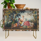 Antique 19th Century Romantic Lovers French Aubusson Tapestry Credenza Gallery Image 1