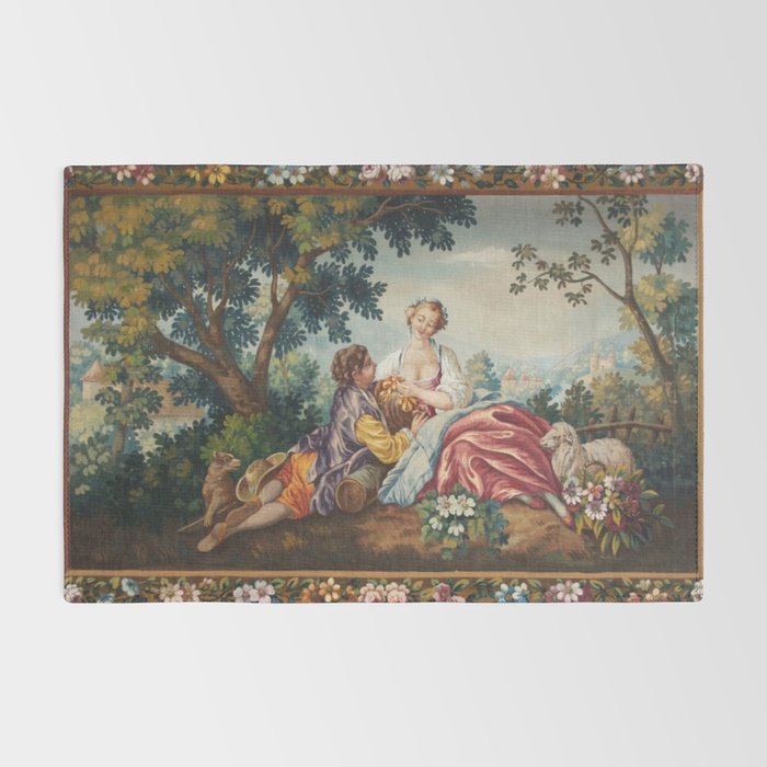 Antique 19th Century Romantic Lovers French Aubusson Tapestry Rug Gallery Image 2