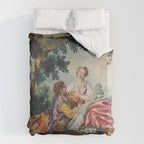Antique 19th Century Romantic Lovers French Aubusson Tapestry Duvet Cover Gallery Image 6