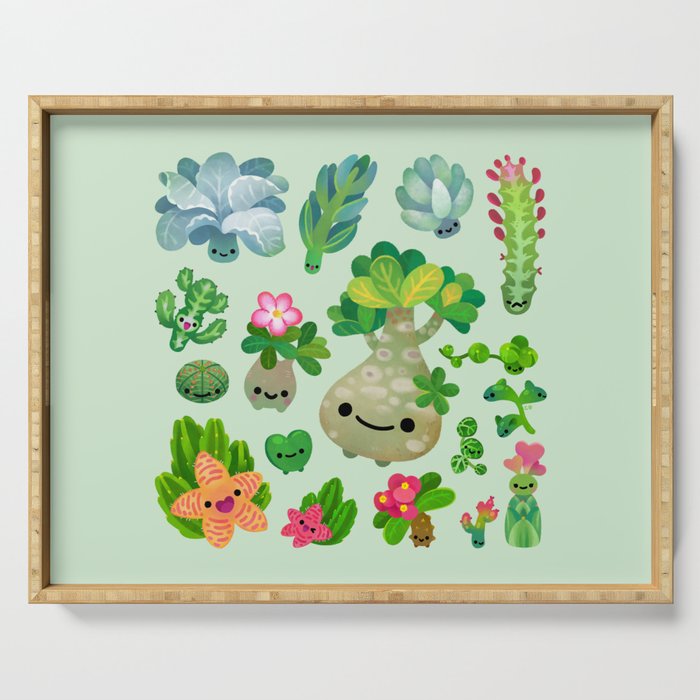 Baby succulent 4 - green Serving Tray Gallery Image 1