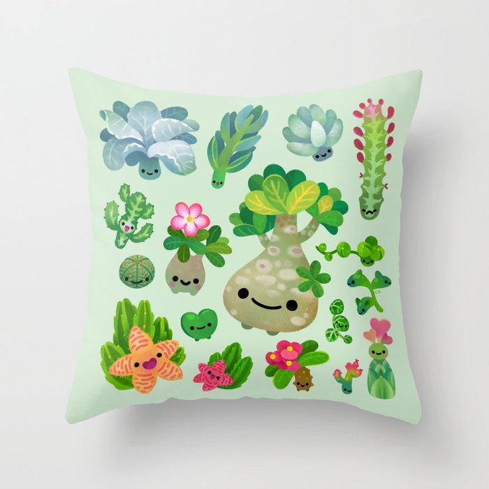 Baby succulent 4 - green Throw Pillow Gallery Image 6