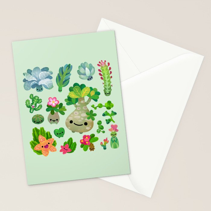Baby succulent 4 - green Stationery Card Gallery Image 2