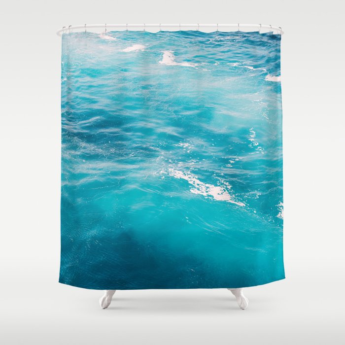 Mediterranean Sea - Blue Waves - Ocean Water - Nature Photography Shower Curtain Gallery Image 1