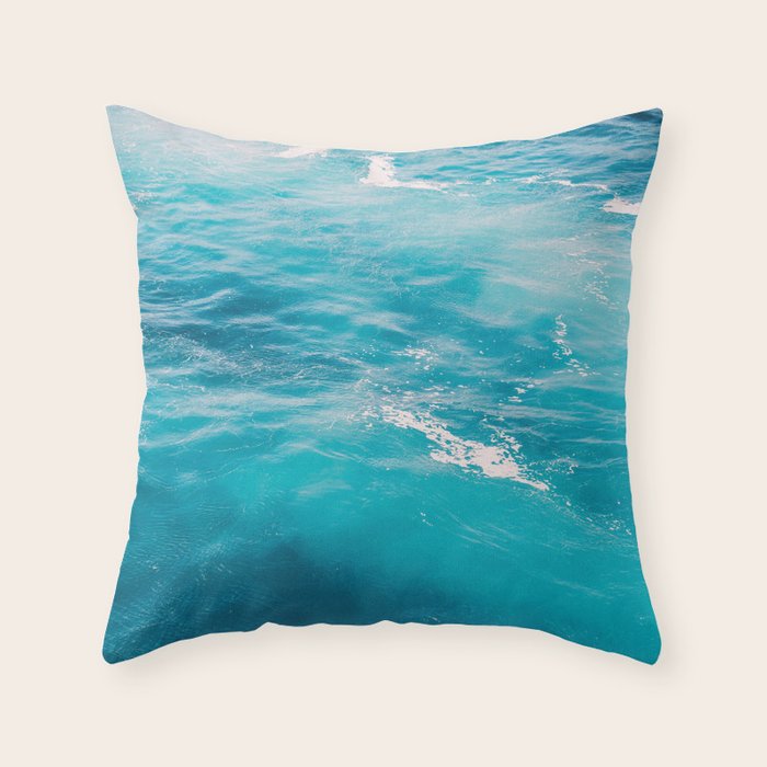 Mediterranean Sea - Blue Waves - Ocean Water - Nature Photography Throw Pillow Gallery Image 1