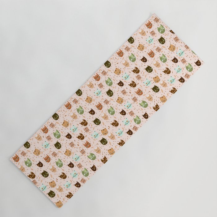 Cats pattern retro Yoga Mat Gallery Image 1