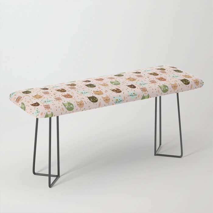 Cats pattern retro Bench Gallery Image 1