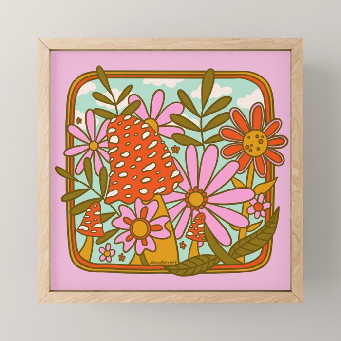 Mushrooms and Flowers Mini Art Print Gallery Image 1